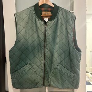 Vintage Quilted Green & Plaid Vest